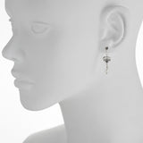 Oxidized Textured Heart and Pearl Drop Earring