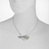 Filigree Dragonfly with Peridot and Flower Drop Necklace