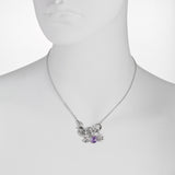 Dove and Olive Branch with Amethyst and Flower Drop Necklace