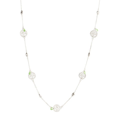 36 Inch Multi Round Filigree Tree of Life with Swarovski® Crystal and Leaf Necklace
