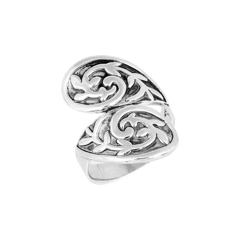 Oxidized Paisley Bypass Ring