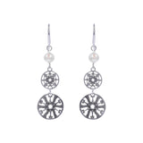Oxidized Filigree Swarovski® Pearl Double Disc Earring