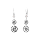Oxidized Filigree Swarovski® Pearl Double Disc Earring