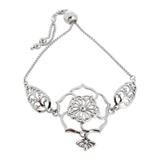 Filigree Flower and Leaf with Bee Drop Adjustable Box Chain Bracelet