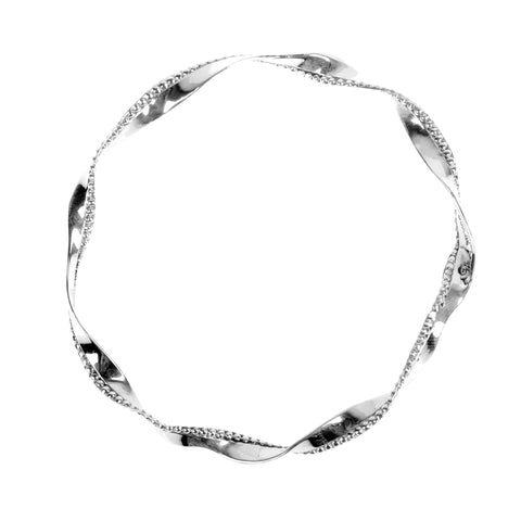 Oxidized Beaded Twist Bangle