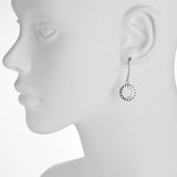 Oxidized Textured Open Circle Drop Earring