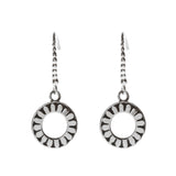 Oxidized Textured Open Circle Drop Earring