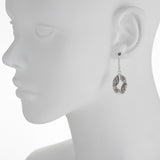 Oxidized Textured Open Oval Drop Earring