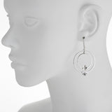 Oxidized Textured Double Circle with Heart Earring