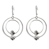 Oxidized Textured Double Circle with Heart Earring
