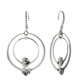 Oxidized Textured Double Circle with Heart Earring