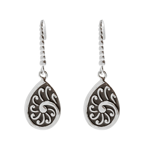 Oxidized Paisley Teardrop Earring