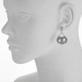 Oxidized Textured Interlocking Circle Chain Drop Post Earring