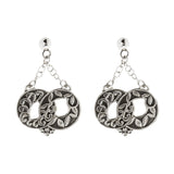 Oxidized Textured Interlocking Circle Chain Drop Post Earring