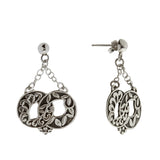 Oxidized Textured Interlocking Circle Chain Drop Post Earring