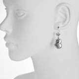Oxidized Textured Puffed Heart Drop Earring