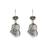 Oxidized Textured Puffed Heart Drop Earring