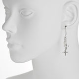 Oxidized Textured Multi Cross and Pearl Chain Drop Earring
