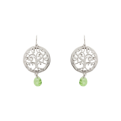 Round Filigree Tree of Life Swarovski® Crystal Drop Earring