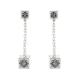 Filigree Cube Chain Drop Post Earring