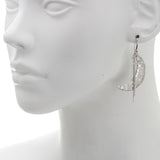 Filigree Crescent Moon and Star Chain Drop Earring
