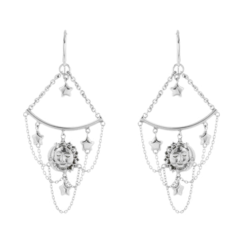 Sun, Moon and Star Chain Drop Earring