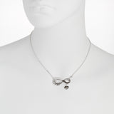 Oxidized Textured Infinity with Heart Drop Necklace