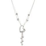 Oxidized Textured Open Heart with Multi Heart and Chain Drop Double Stand Necklace