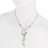 Oxidized Textured Open Heart with Multi Heart and Chain Drop Double Stand Necklace