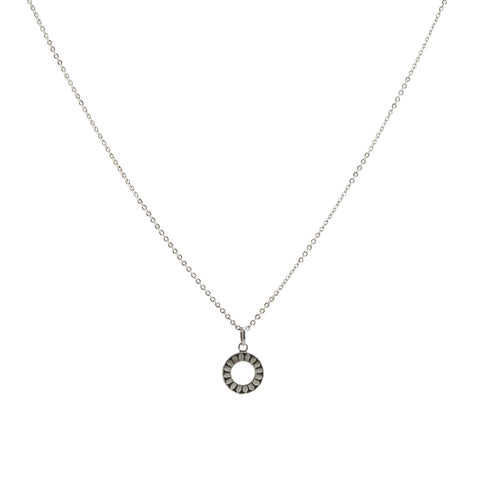 Oxidized Textured Open Circle Necklace