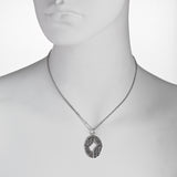 Oxidized Textured Open Oval Necklace
