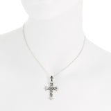 Oxidized Textured Beaded Cross Drop Necklace