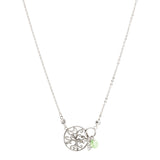 Round Filigree Tree of Life with Swarovski® Crystal and Leaf Drop Necklace