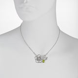 Filigree Flower with Peridot and Bee Drop Necklace