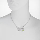 Filigree Butterfly with Peridot and Flower Drop Necklace