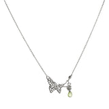 Filigree Butterfly with Peridot and Flower Drop Necklace