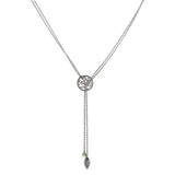 Round Tree of Life with Swarovski® Crystal and Leaf Drop Y-Necklace