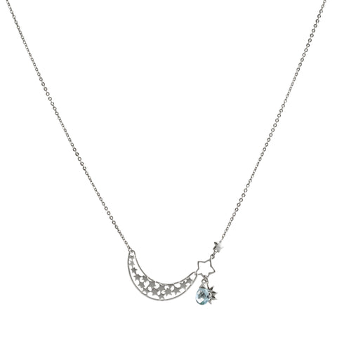 Turquoise blue half circle necklace | delicate Swarovski pendant – Exquistry