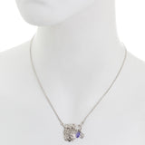 Small Filigree Owl with Amethyst and Flower Drop Necklace