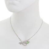 Small Filigree Dragonfly with Swarovski® Crystal and Flower Drop Necklace