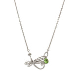 Small Filigree Dragonfly with Swarovski® Crystal and Flower Drop Necklace