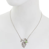 Small Filigree Leaf with Peridot and Music Note Drop Necklace