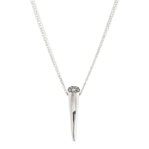 Oxidized Filigree Horn Triple Strand Necklace