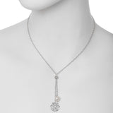 Oxidized Swarovski® Pearl / Filigree Disc Drop Necklace