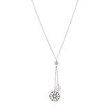 Oxidized Swarovski® Pearl / Filigree Disc Drop Necklace