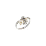 Oxidized Filigree Swarovski® Pearl Beaded Ring